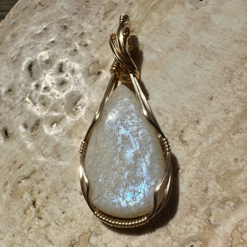 14k Gold Fill African Moonstone Necklace Pendant